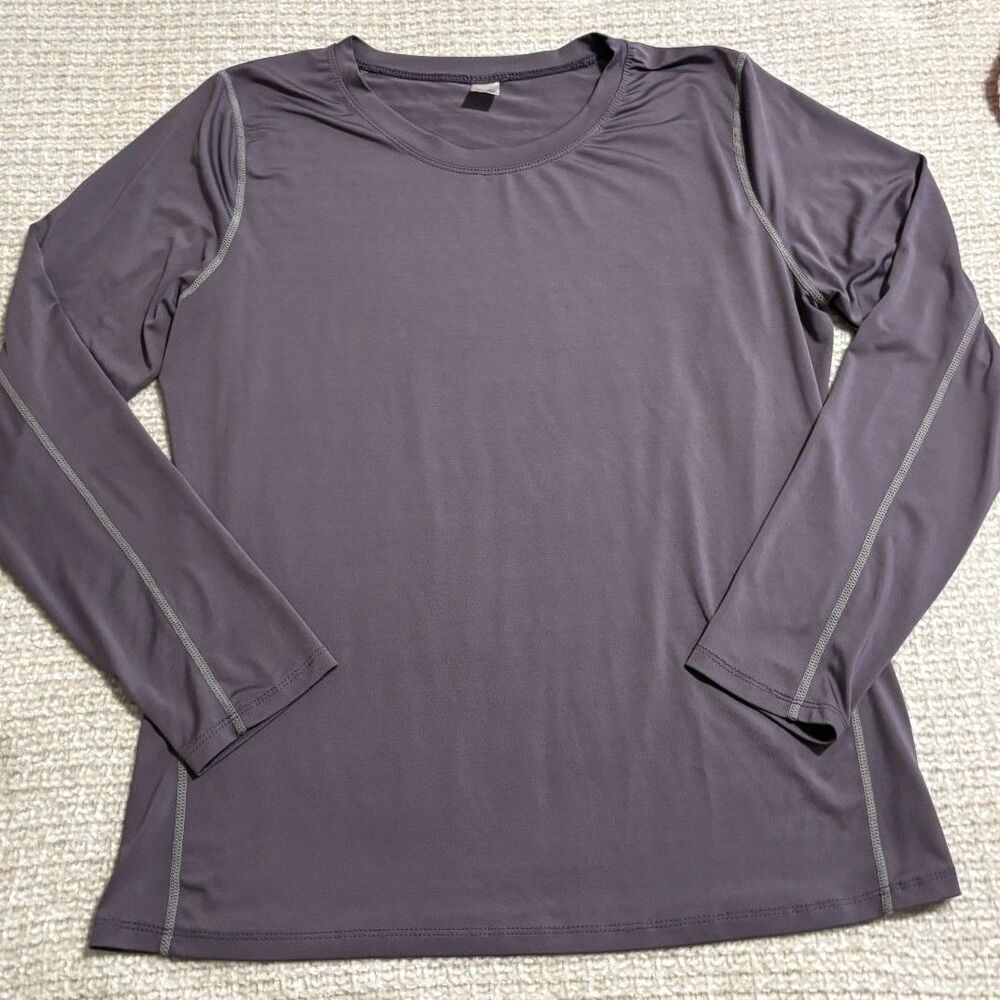 Womens Purple Athletic Long Sleeve Performance Workout Top Moisture Wicking‎ 2XL